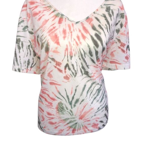 💕5️⃣ SHEIN Women's TieDye VNeck Top Sz Lg - Picture 1 of 2